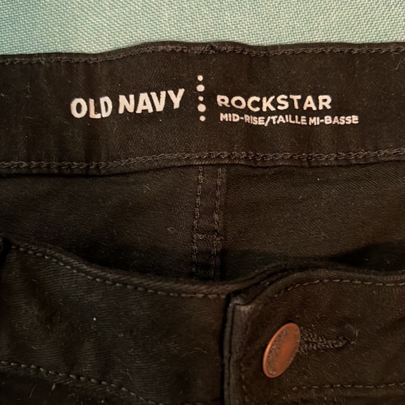 OLD NAVY ROCKSTAR BLAVK JEANS sz 14 short like new - Picture 4 of 5